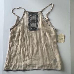 Altar'd State Beige, Tan & Blue Bohemian Top, Camisole Spaghetti Strap M